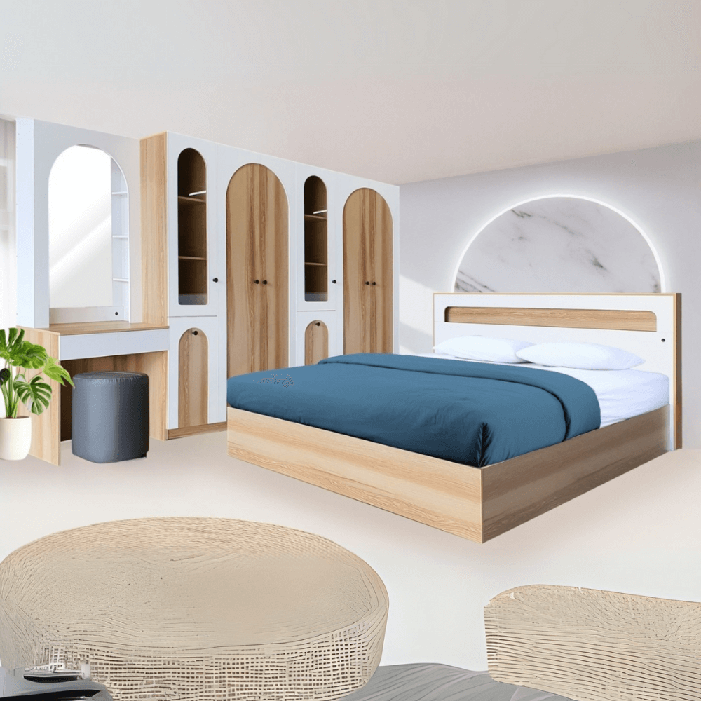 ชุดห้องนอน 6 ฟุต WISDOM DESIGN FURNITURE รุ่น ARISTA 12 สี แอช/ขาว_1